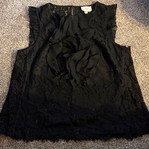 ECI Black Lace Ruffle Blouse